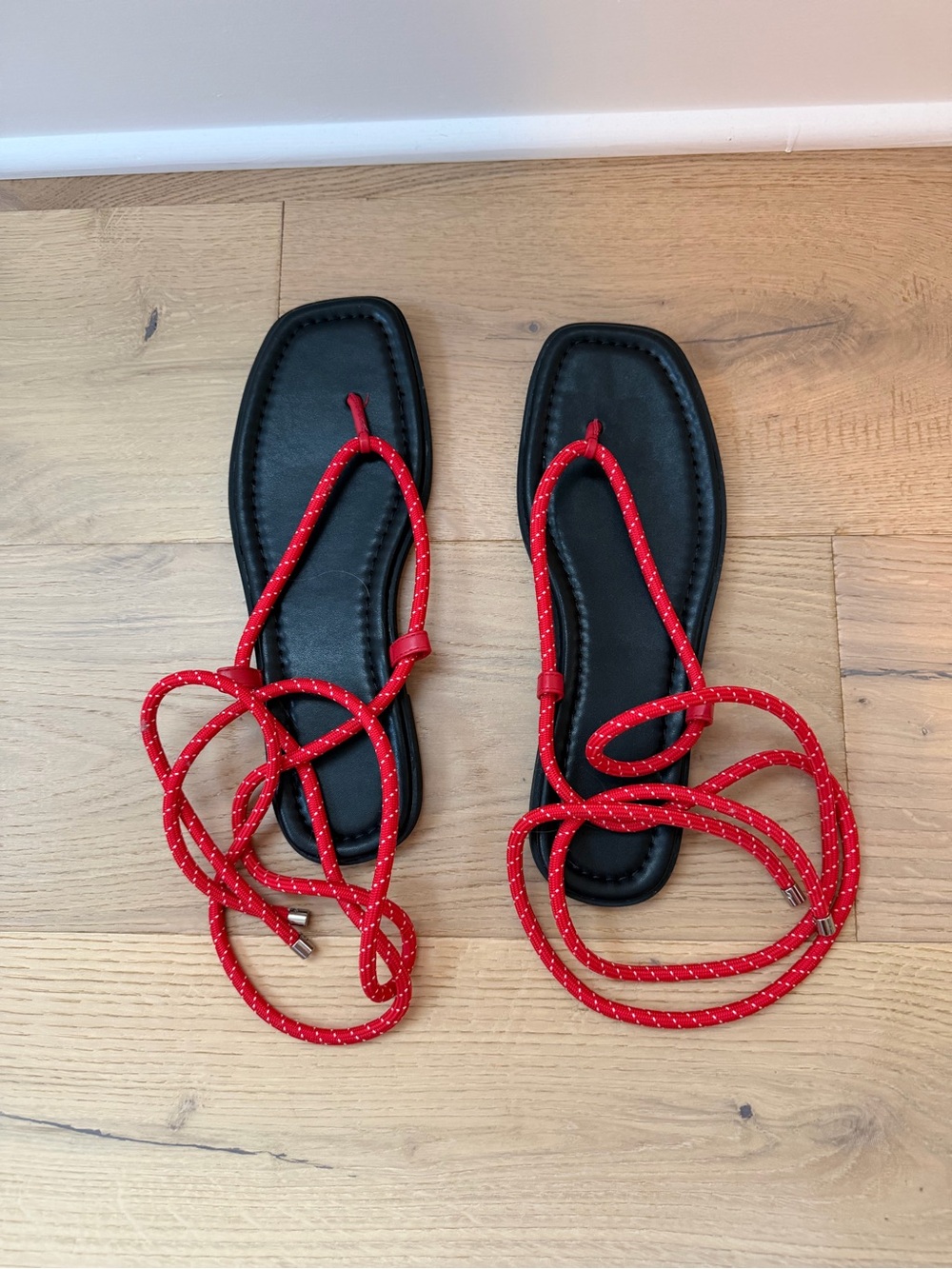 Women's Red Paracord Lace up sandals